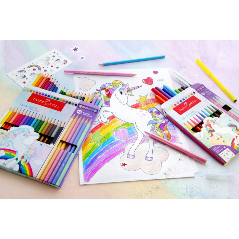FABER-CASTELL felt-tip pens Unicorn, 13-piece, with stickers, glitter effect